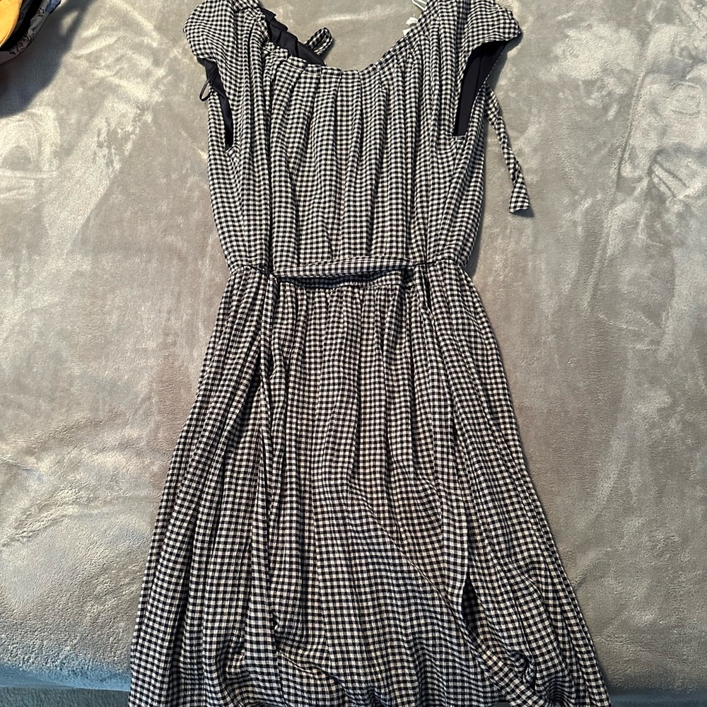 LC Lauren Conrad Black and White Gingham Midi Dress